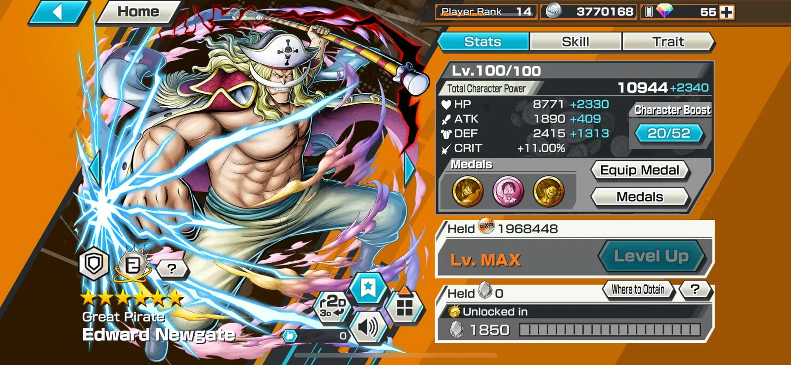 BR921🔥SOLO FRESH🔥3 EX META MAX🔥ODEN MAX🔥GOLD D ROGER MAX🔥NEWGATE MAX🔥JABRA MAX🔥GOOD MEDAL🔥SOLO FRESH🔥MANY MEDAL MATERIAL