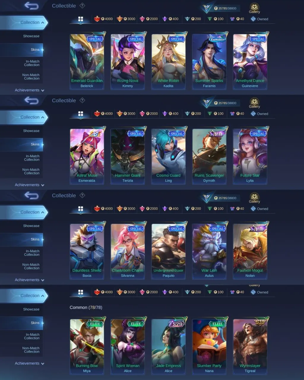 ML 339⚡FULL MAX EMBLEM⚡SKINS 146⚡HERO 99⚡PRIME YUZHONG⚡️COLLECTOR NATALIA⚡️LIGHTBORN TIGREAL⚡️11 EPIC⚡️ VALENTINE FANNY⚡️RISING LOLITA⚡️VENOM HARLEY GROCK⚡️BLAZING ALDOUS⚡️DRAGON LANCELOT LING MASHA⚡️M4 BEATRIX⚡️