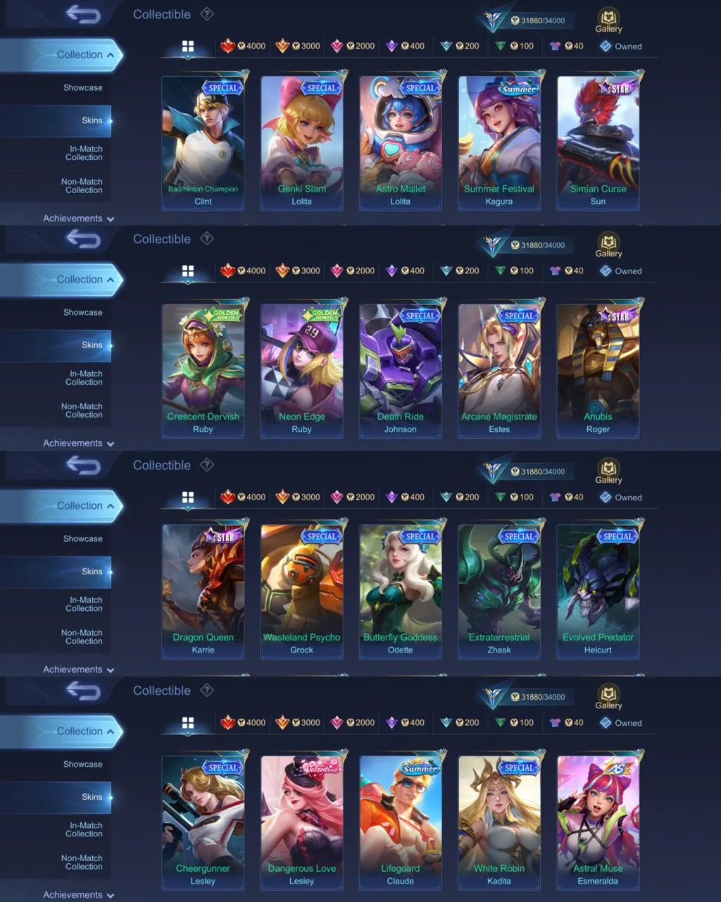 ML 351⚡FULL MAX EMBLEM⚡NEOBEAST BRODY⚡️COLLECTOR NATALIA⚡️LIGHTBORN TIGREAL FANNY⚡️8 EPIC⚡️NARUTO VALE⚡️ DRAGON VALIR⚡️BLAZING ALDOUS ESMERALDA⚡️VALENTINE CLAUDE⚡️