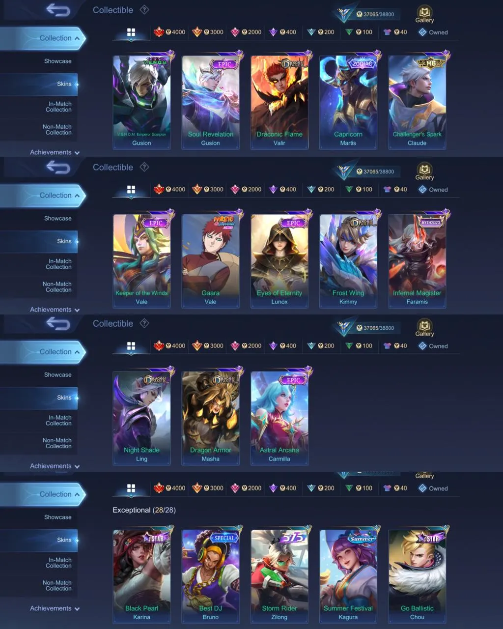 ML 352⚡FULL MAX EMBLEM⚡PRIME CLAUDE⚡️COLLECTOR NATALIA⚡️STAR LESLEY⚡️LIGHTBORN TIGREAL⚡️9 EPIC⚡️VALENTINE FANNY⚡️VENOM GROCK GUSION⚡️DRAGON VALIR⚡️ZODIAC MARTIS⚡️NARUTO VALE⚡️DRAGON VALIR LING KIMMY MASHA⚡️