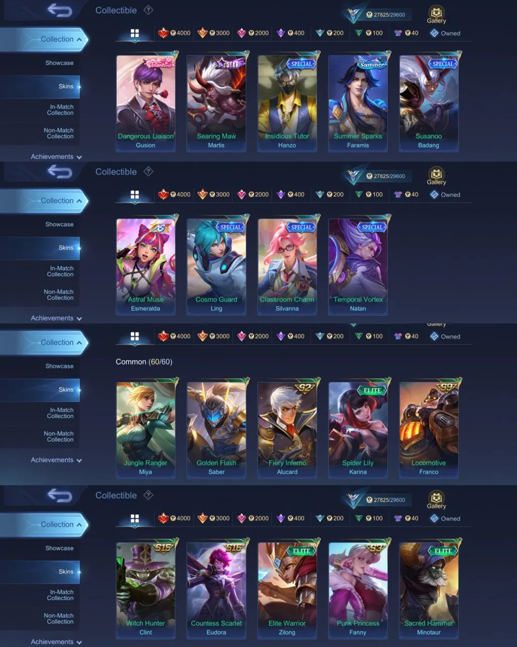 ML 366⚡COLLECTOR NATALIA KHUFRA⚡️LUCKYBOX GUINEVERE⚡️EPIC NANA ZILONG FREYA URANUS CARMILLA⚡️LIGHTBORN TIGREAL⚡️VALENTINE FANNY⚡️BLAZING LAYLA ALDOUS⚡️VENOM GROCK⚡️NARUTO VALE⚡️