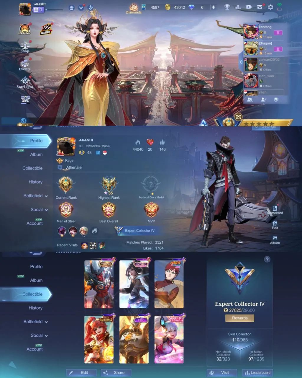 ML 366⚡COLLECTOR NATALIA KHUFRA⚡️LUCKYBOX GUINEVERE⚡️EPIC NANA ZILONG FREYA URANUS CARMILLA⚡️LIGHTBORN TIGREAL⚡️VALENTINE FANNY⚡️BLAZING LAYLA ALDOUS⚡️VENOM GROCK⚡️NARUTO VALE⚡️