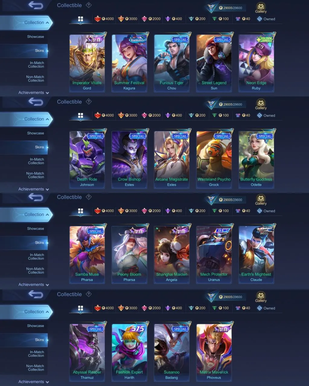 ML 371⚡FULL MAX EMBLEM⚡NEOBEAST PHARSA⚡️LUCKYBOX FRANCO⚡️STAR ANGELA⚡️EPIC VEXANA⚡️COVENANT LESLEY⚡️ZODIAC SELENA⚡️NARUTO VALE⚡️MWORLD WANWAN⚡️