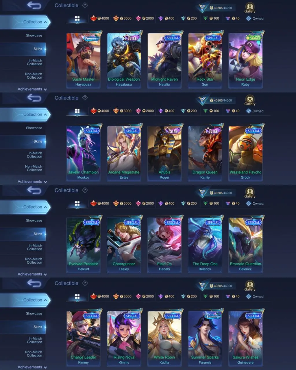 ML 393⚡STARWARS Argus⚡️PRIME Claude⚡️COLLECTOR Natalia⚡️LUCKYBOX Zhask⚡️LIGHTBORN Tigreal⚡️SABER⚡️ANNIVERSARY Akai⚡️BLAZ Franco⚡️MYTH Clint⚡️EPIC Zilong Kagura YI Sunshin⚡️VALENTINE Fanny⚡️VENOM Grock⚡️DRAGON Lancelot Kimmy⚡️