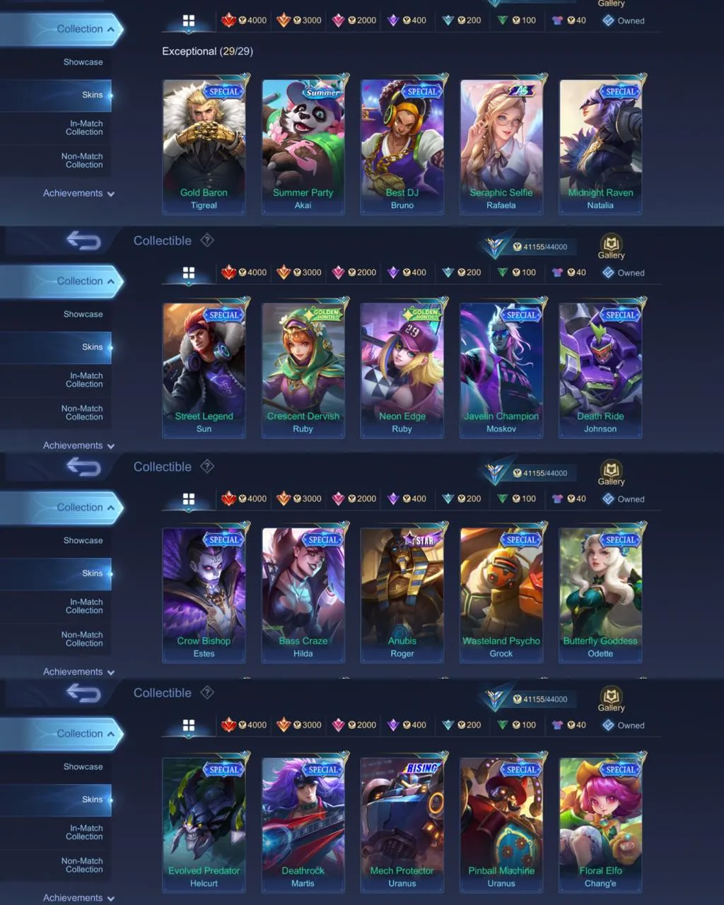 ML 400⚡Full max emblem⚡️Aspirant Ruby⚡️Starwars Cyclops⚡️Collector Natalia⚡️Luckybox Lesley⚡️12 Epic⚡️Blazing Franco Layla⚡️Myth Clint⚡️Venom Harley⚡️Mystic Lesley Silvanna⚡️Dragon Valir Masha⚡️Lightborn Granger⚡️Create Luo Yi⚡️