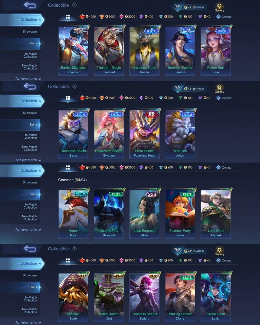 ML 400⚡Full max emblem⚡️Aspirant Ruby⚡️Starwars Cyclops⚡️Collector Natalia⚡️Luckybox Lesley⚡️12 Epic⚡️Blazing Franco Layla⚡️Myth Clint⚡️Venom Harley⚡️Mystic Lesley Silvanna⚡️Dragon Valir Masha⚡️Lightborn Granger⚡️Create Luo Yi⚡️