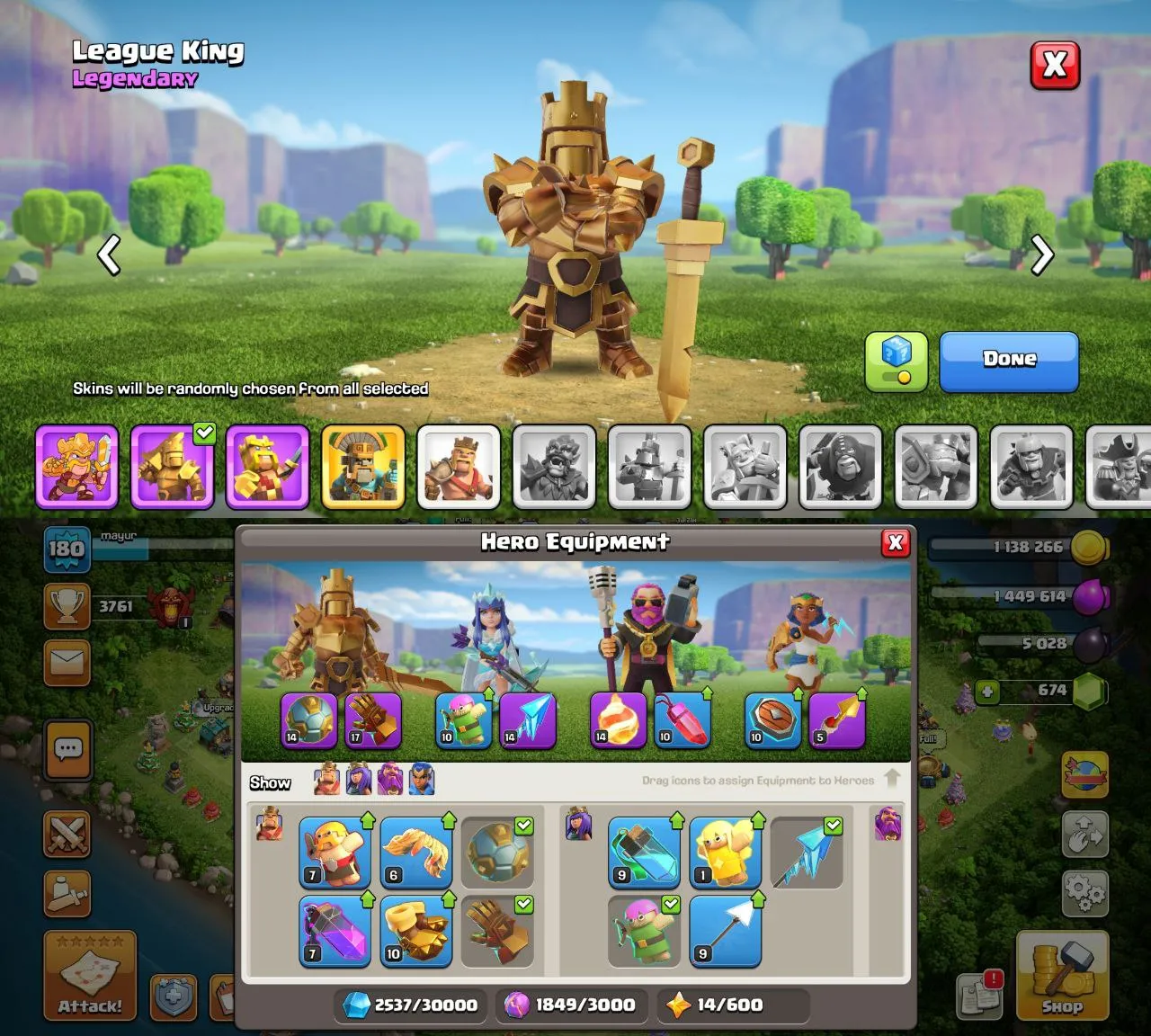 [DG-26]TH14 ACCOUNT LEAGUE KING SKIN 700GEMS FREE RENAME MANY STATUES CHEAP INSTANT DELIVERY GUARANTEED