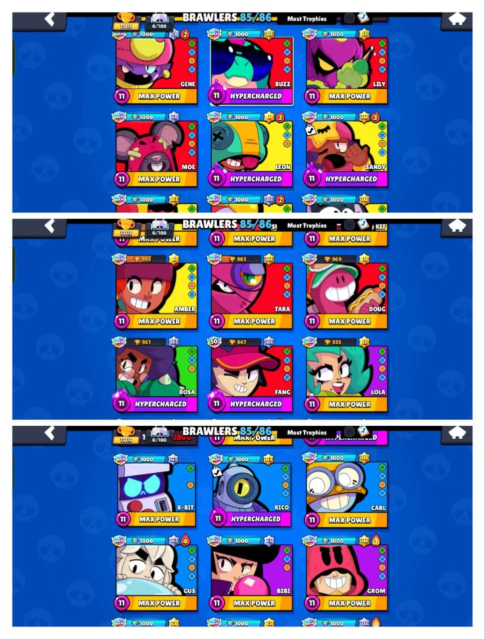 [ ESPORTS ]💯 PREMIUM 73K CUPS 🏆 40+ MAX TIER BRAWLERS 🤯 RARE JET SKI JACKY 👿 55 MAX CARDS AND 19 HC ❗ 85 CHARACTER 💥 PREMIUM 190 +SKINS 🎀  GEMS 190💎 INSTANT DELIVERY 🛒 ss