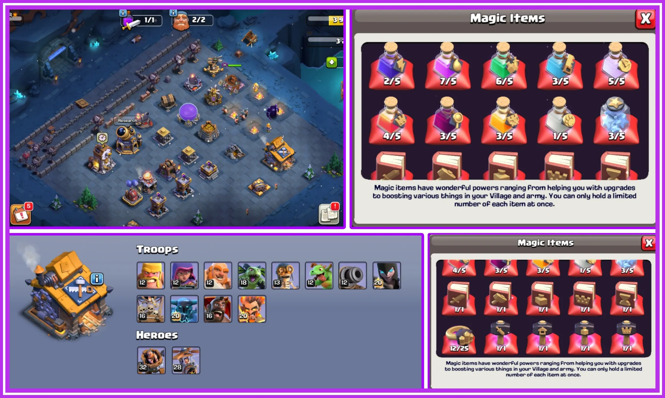 [ RARE EGYPT AND MAGIC SCENERY ] TH 17 1000% MAXX 🤯  MAX WALLS | HIGH LVL EQUIPMENT 💯 STRONG DEFENCE ⚡HIGH HEROES | PURE TH 16 🦋 NEW THORWER AND REVIVE SPELL UNLOCKED 👿 STACKED BASE | PB LEGEND 🌟 INSTANT DELIVERY ✈️ ss