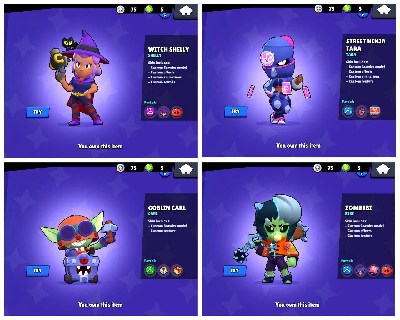 WITCH SHELLY [RARE]❗️24K CUPS❗️65 BRAWLERS❗️61+ SKINS❗️ZOMBIBI❗️STREET NINJA TARA❗️POCO STAR❗️INSTANT  DELIVERY 🚚