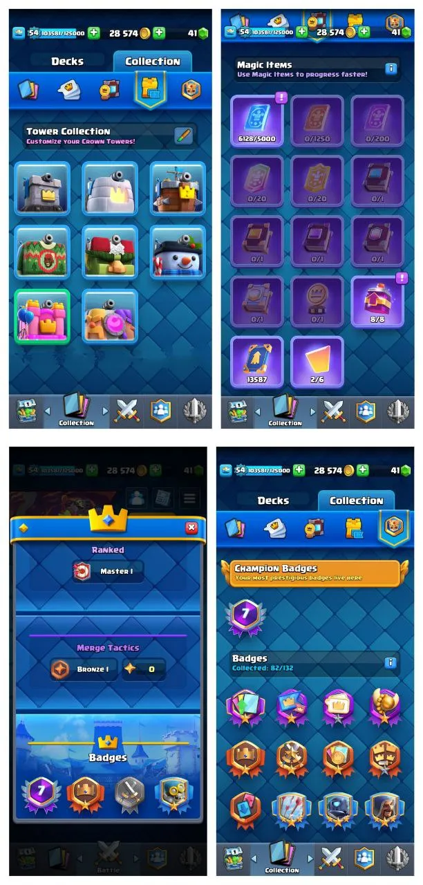 💥40% OFF SALE💥 52 MAX CARDS ❤‍🔥 5 ELITE CARD 🔺3 EVO CARDS 🏆 7860 TROPHIES 💢 ARENA LVL 20 ❣️ XP LVL 54 ✴️ KT 15 ⚡ 113 OP RARE EMOTES 🍀 COOL BADGES ❤️‍🩹 118 CARDS 🍁 FREE NC 🫰 FAST DELIVERY 🚚