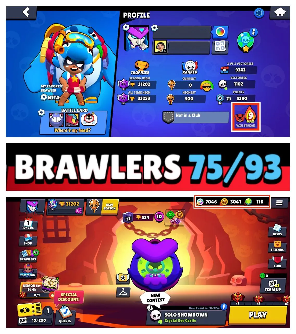 LOW COST ACC  31 200 TROPHY | 8 MAX BRAWLER | 3 HYPERCHARGE | 83 OP SKIN | 7T BRAWLER | FREE NC | FAST DELIVERY