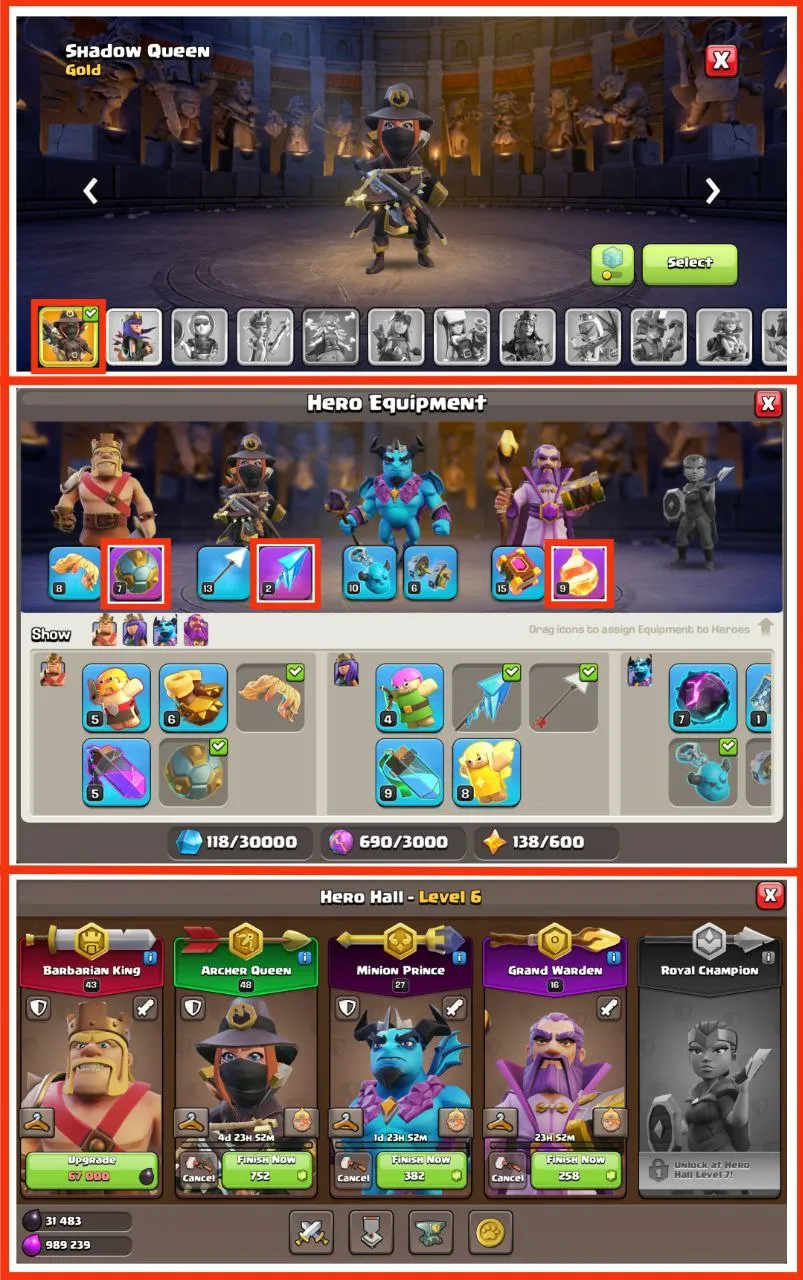 💥45% OFF SALE💥♨️ TOWN HALL 12 NICE ACC. 💢 3 EPIC EQUIPMENT 🌹 OP MAGIC ITEMS 💥 SHADOW QUEEN SKINS ✴️ 109 LVL 🍀 294 CWL & 3650 RAIDS MEDAL 🔥 MONK STATUE 💎 OP OBSTACLES 🔺 FAST DELIVERY 🚚 