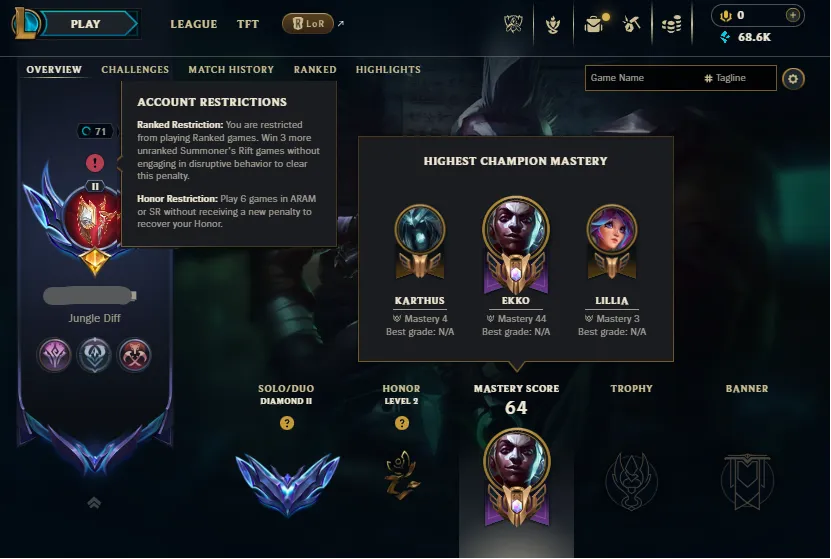 GM Peak🔥(Master 300LP Decay) LVL71 Diamond 2 75LP Handleveled💎68K BE⭐Name Changeable🔓Unverified Email✅Recovery Info Included