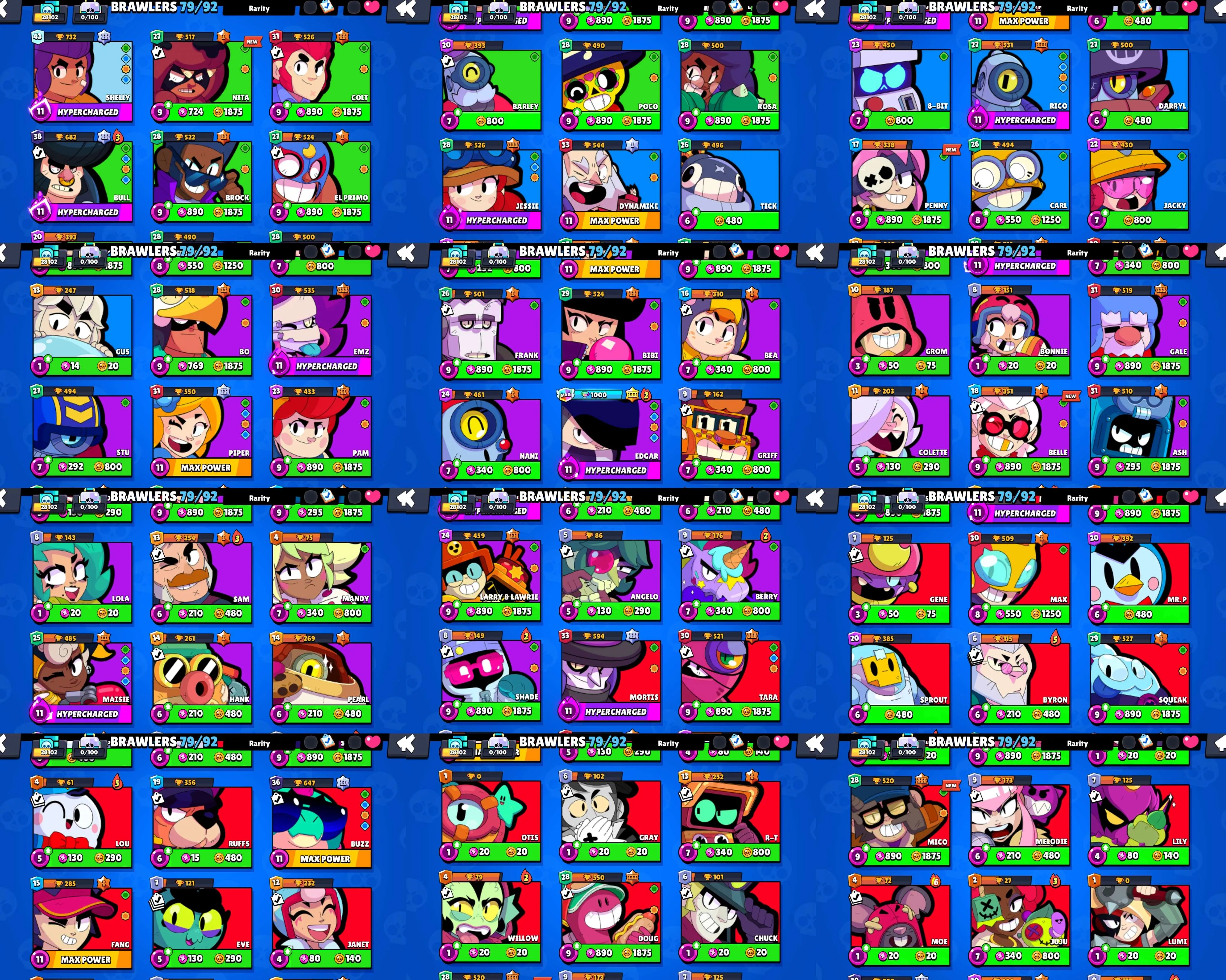 28k TROPHY | 79 BR | 12 HYPERCHARGE | LAMBENT MORTIS | NIGHTBRINGER EDGAR | PRINCESS SHELLY | FANGUARD | FINAL BOSS RICO | CROWBONE | TRASH POCO | STELLAR SHELLY | ANGEL LILY | EL DRAGON VERDOSO | DRAGOON BELLE