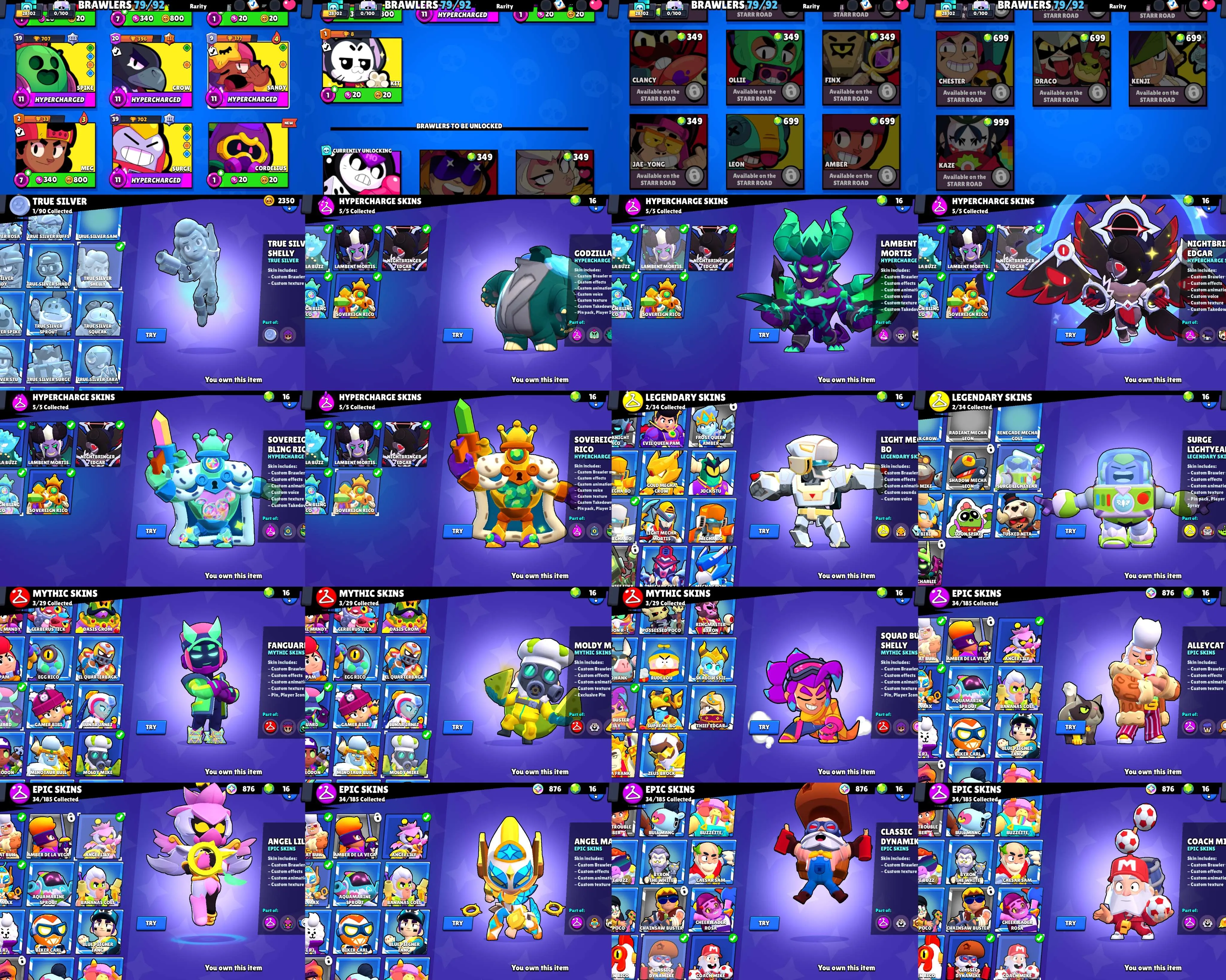 28k TROPHY | 79 BR | 12 HYPERCHARGE | LAMBENT MORTIS | NIGHTBRINGER EDGAR | PRINCESS SHELLY | FANGUARD | FINAL BOSS RICO | CROWBONE | TRASH POCO | STELLAR SHELLY | ANGEL LILY | EL DRAGON VERDOSO | DRAGOON BELLE
