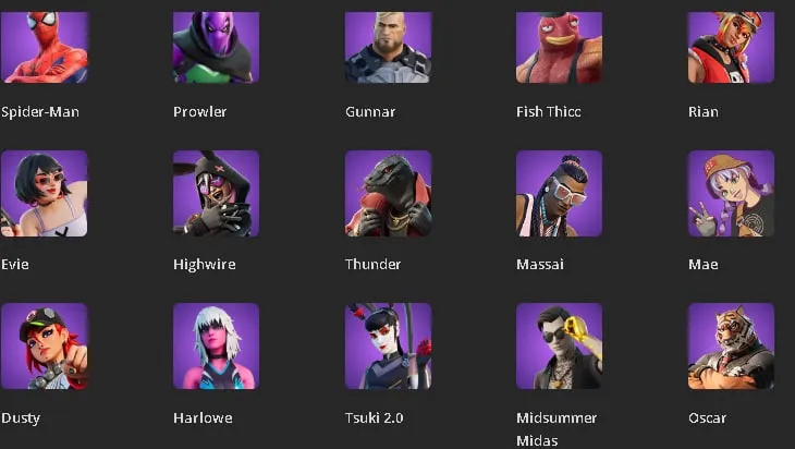 F1044 Darth Vader, Optimus Prime, Spider-Man, Solid Snake, Geralt, Eren Jaeger, Peter Griffin, Fish Thicc, Midsummer Midas 