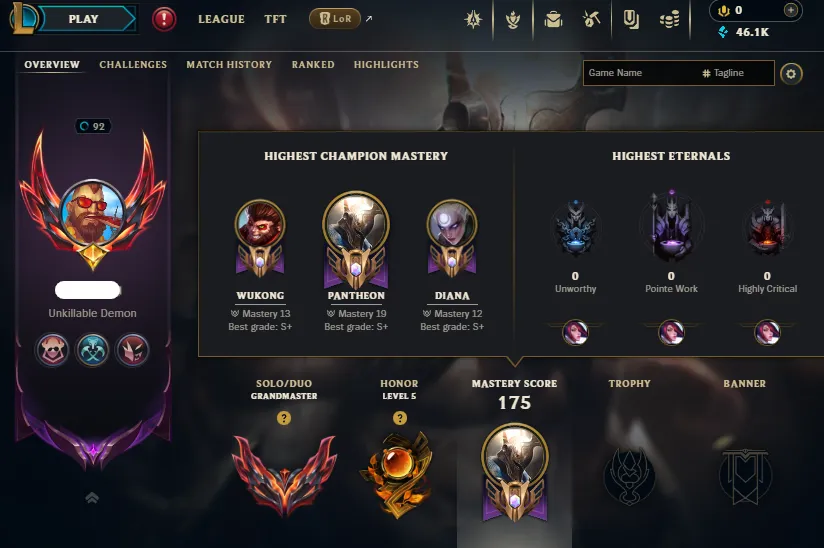JUNGLE🔥LVL92 Grandmaster 750LP Handleveled⭐Name Changeable✅Lifetime Ownership Guarantee - Never Taken Back🏆Master Rewards