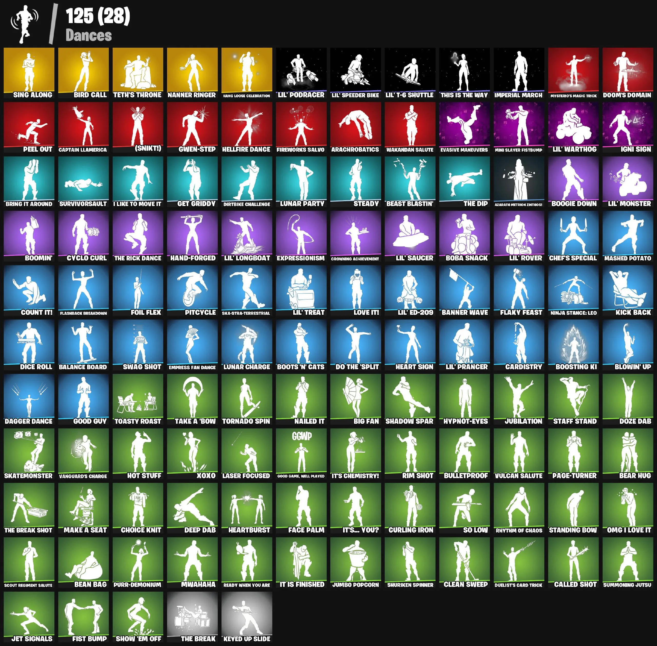 F1135 121 Skins | Neo Versa, Naruto Uzumaki, Cloud Striker, Raz, The Foundation, Spectra Knight, Twyn, Mizuki, Joey, Kymera, Son Goku, The Cube Queen 