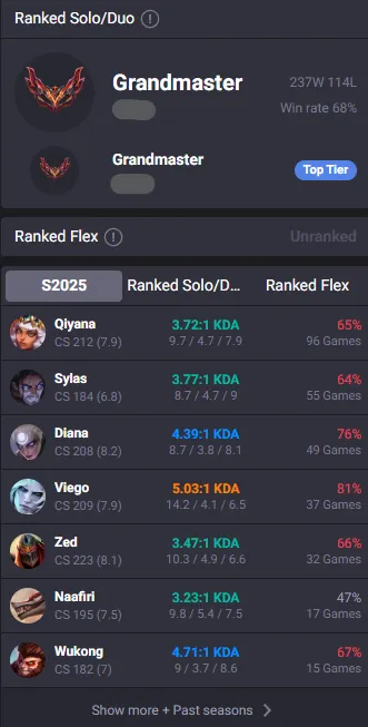 🔥LVL64 Grandmaster 850LP 68%WR Handleveled💎90Champs 16Skins✅Lifetime Ownership Guarantee - Never Taken Back