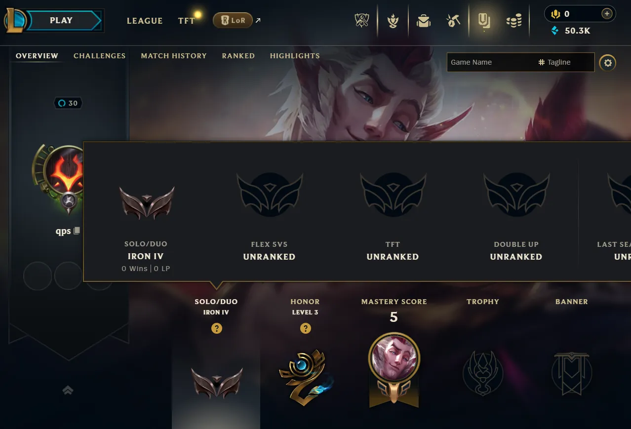 EUW ⚡ IRON 4 ⚡ 50.3K BE ⚡ 4 Skins ⚡ HandDeranked ⚡ No Ban ⚡ Full Access ⚡ Instant Deliver