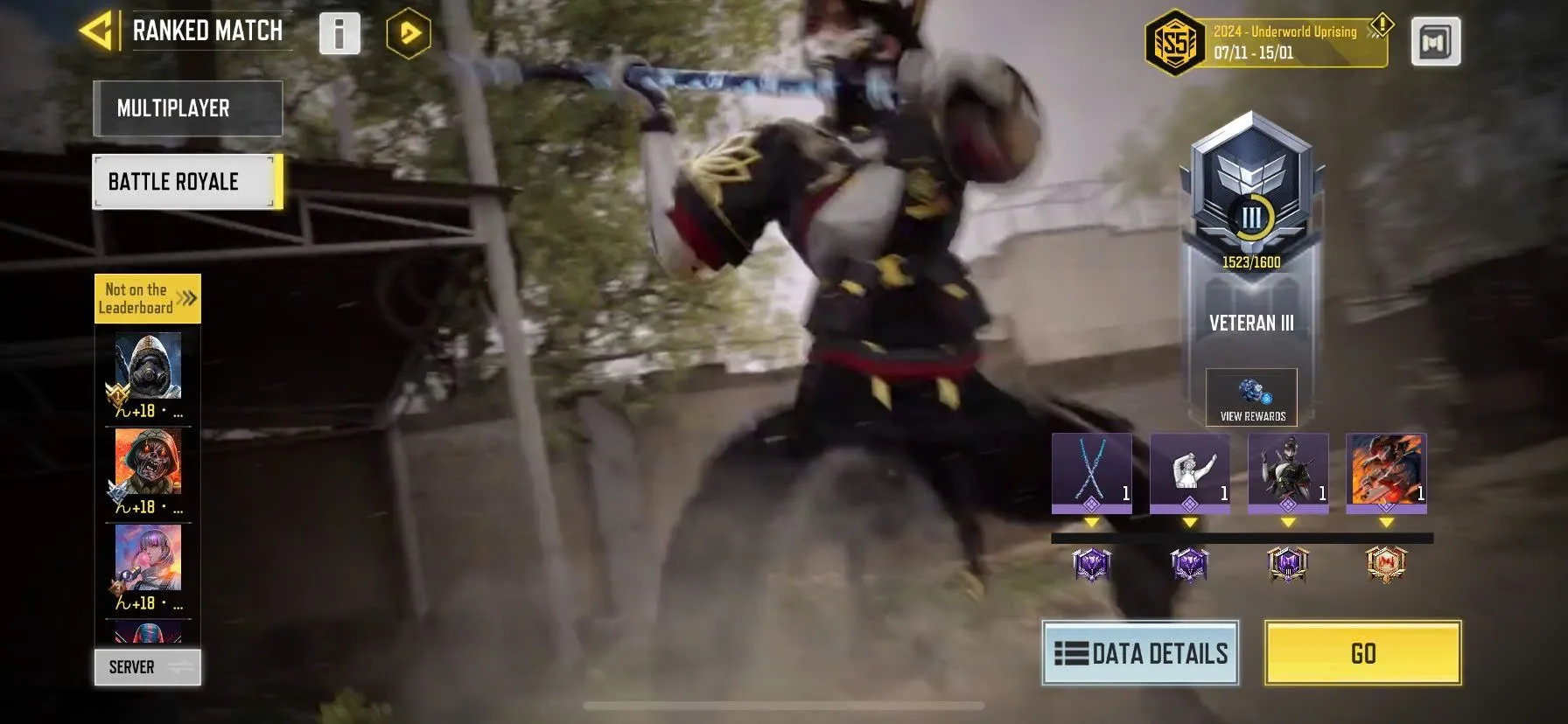 CODM18 High level account with level 176 and battle royale rank Veteran III, 4 mythic weapons, 3 legendary weapon skins 