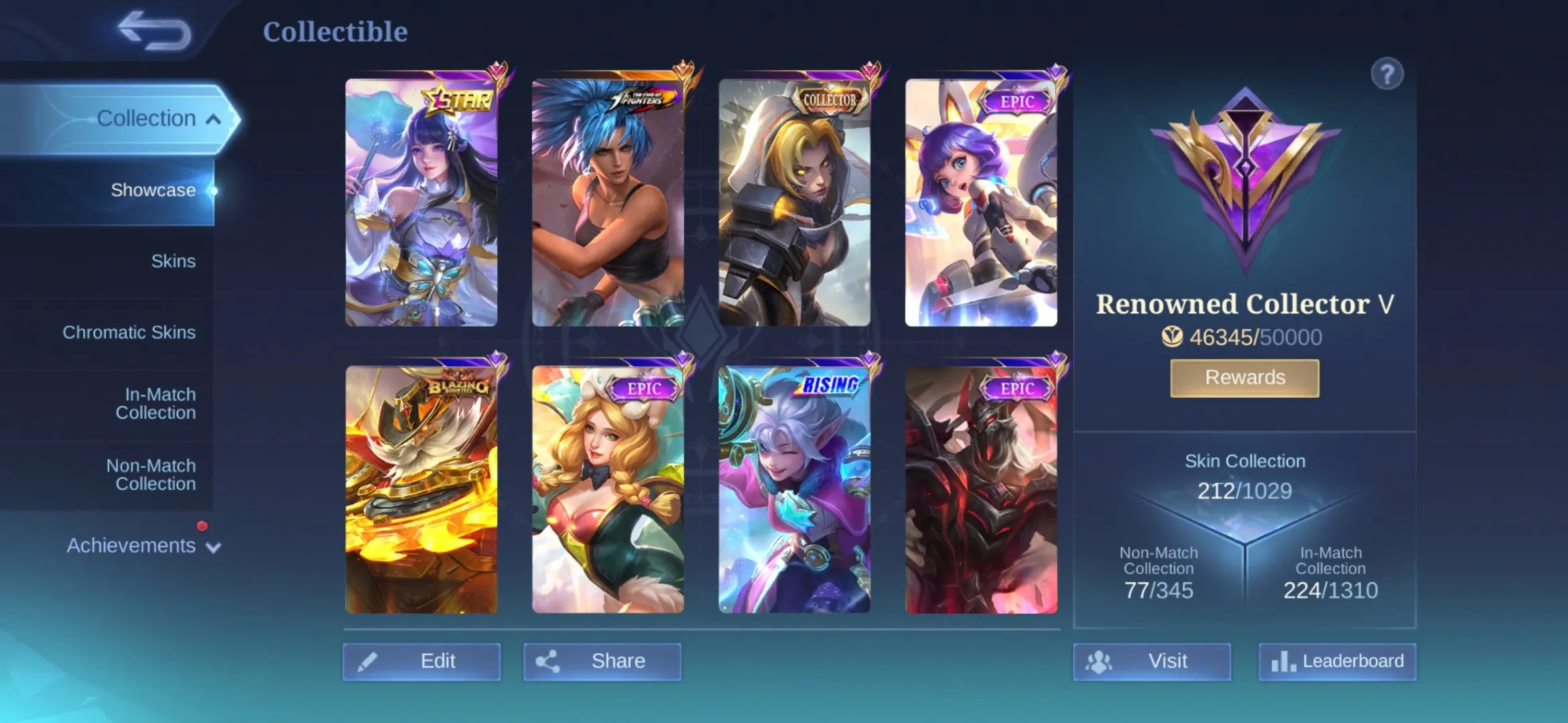 ML515 Naruto Gaara Vale Star Lesley KOF Karina Natalia 213 Skins Mythic