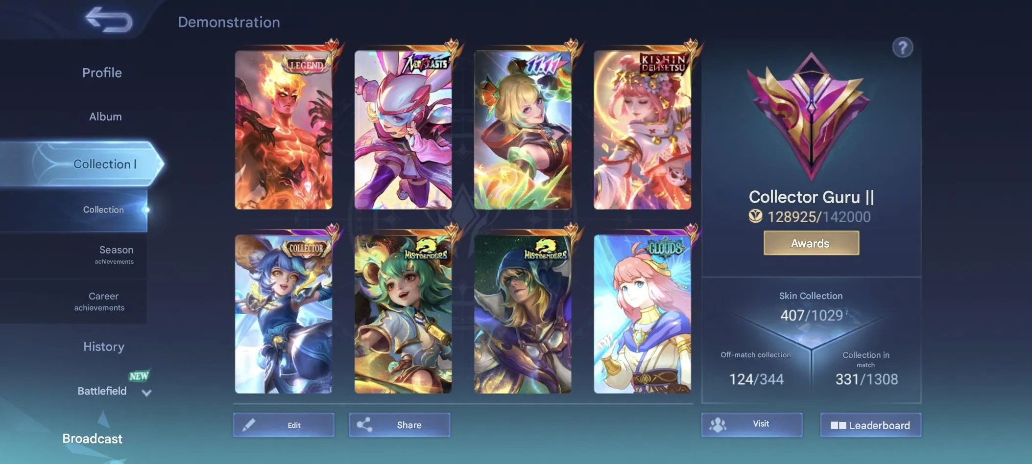 ML531 Set on Nana Legend Valir Neobeast Lylia Kishin Angela 11.11 Wanwan Mysterio Aldous 407 Skins