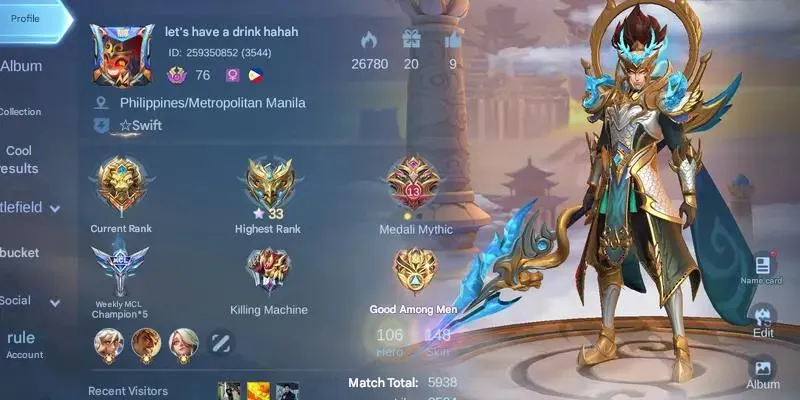 ML548 Hero 106 | 148 Skins | 1 Collector | 4 Epic | Mythic Rank