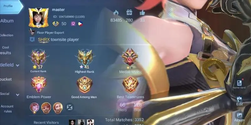 ML554 Hero 66 | 118 Skins | 1 Collector | 10 Epic | Collector Ahli V | Mythic Rank