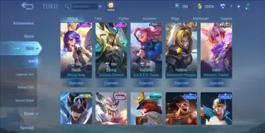 ML559 91 Heroes | 111 Skins | All Emblems Maxed | Collector Nata | Saiya Badang M.Meow Julian Lunar Change Christmas Freya