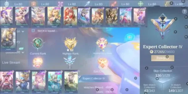 ML571 Expert Collector IV | Skin Collector Nata | 15 Premium Skins | All Emblems Maxed