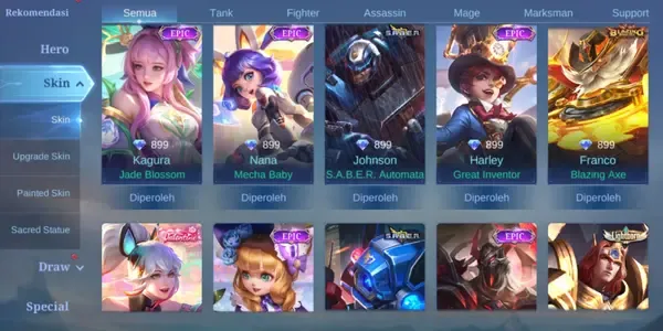 ML593 125 Heroes | 130 Skins | Premium Elite Collection | Comprehensive Cosmetics Library