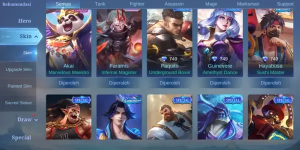 ML596 107 Heroes | 151 Skins | LuckyBox Roger | Lightborn Alucard | Epic Zilong Aldous Lunox Harley Kimmy Masha Johnson Carmilla | Christmas Odette