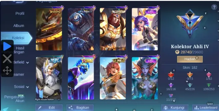 ML601 Max Emblem 5 Star Gord, Epic Collections, M4 Beatrix, Neymar Bruno, Multiple Star Saber Skins (G)