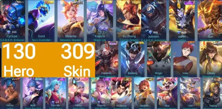 ML603 Prime Yu Zhong, Luckybox Roger, Star Kagura, Atomic Miya, Lunar Sun, Seiya, Badang, M4 Beatrix, KOF Karina, Valentine Fanny and Many More Skins (G)