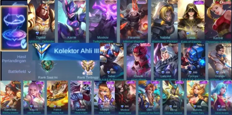 ML605 Recall Seal of Anvil, Luckybox Moskov, Karrie, Collector Natalia, Lightborn Granger, Lightborn Tigreal, Valentine Claude and More Epic Skins (G)