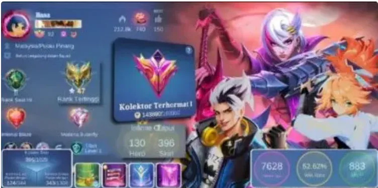 ML629 Legend Miya and Valir, Aspirant Fanny Ruby and Layla, Collector Benedetta, 396 Skins and 130 Heroes (G)