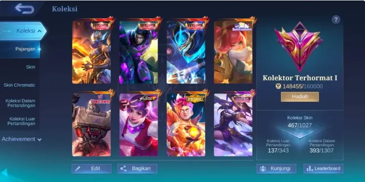 ML630 Legend Gusion, Legend Alucard, Limited Legend Granger, Sanrio Floryn, Moon Artist Chang’e (G)