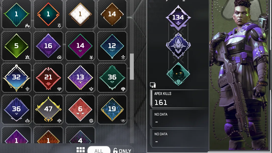 AP654 150 Shards Relic | Level 134 Rookie Rank | 35 Legendary Items