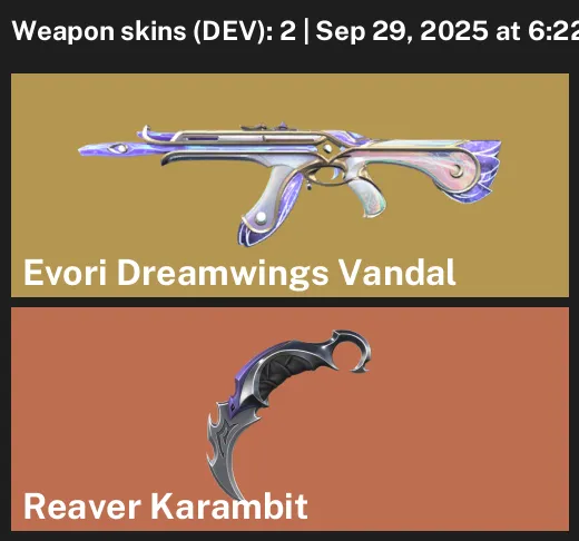 LATAM | 2 Skins + 1 Knife | Evori Dreamwings Vandal | Reaver Karambit | Ranked Ready | Level 20+ | Full Access/Data Change | Instant Delivery