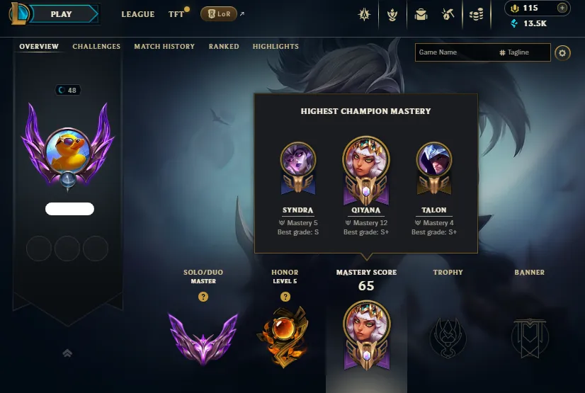 300LP Decay🔥Now Master 70%WR Handleveled💎13K BE 6Skins✅Lifetime Ownership Guarantee - Never Taken Back