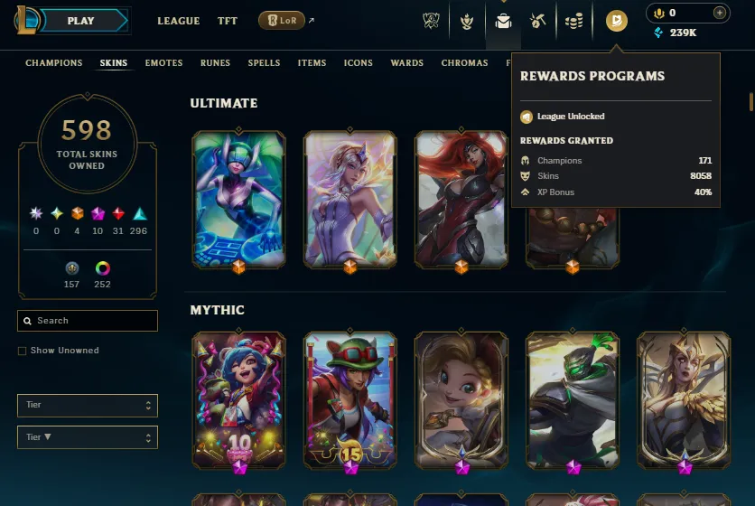 🔥LVL1300+ Challenger 1250LP🏆Challenger Rewards✓💎League Unlocked All Skins⭐Name Changeable✅Lifetime Ownership Guarantee - Never Taken Back