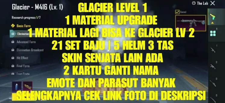 PGM504 Glacier M416 Lv.1, 1 Material Upgrade, 21 Outfits, 5 Helmets, 3 Backpacks (G)