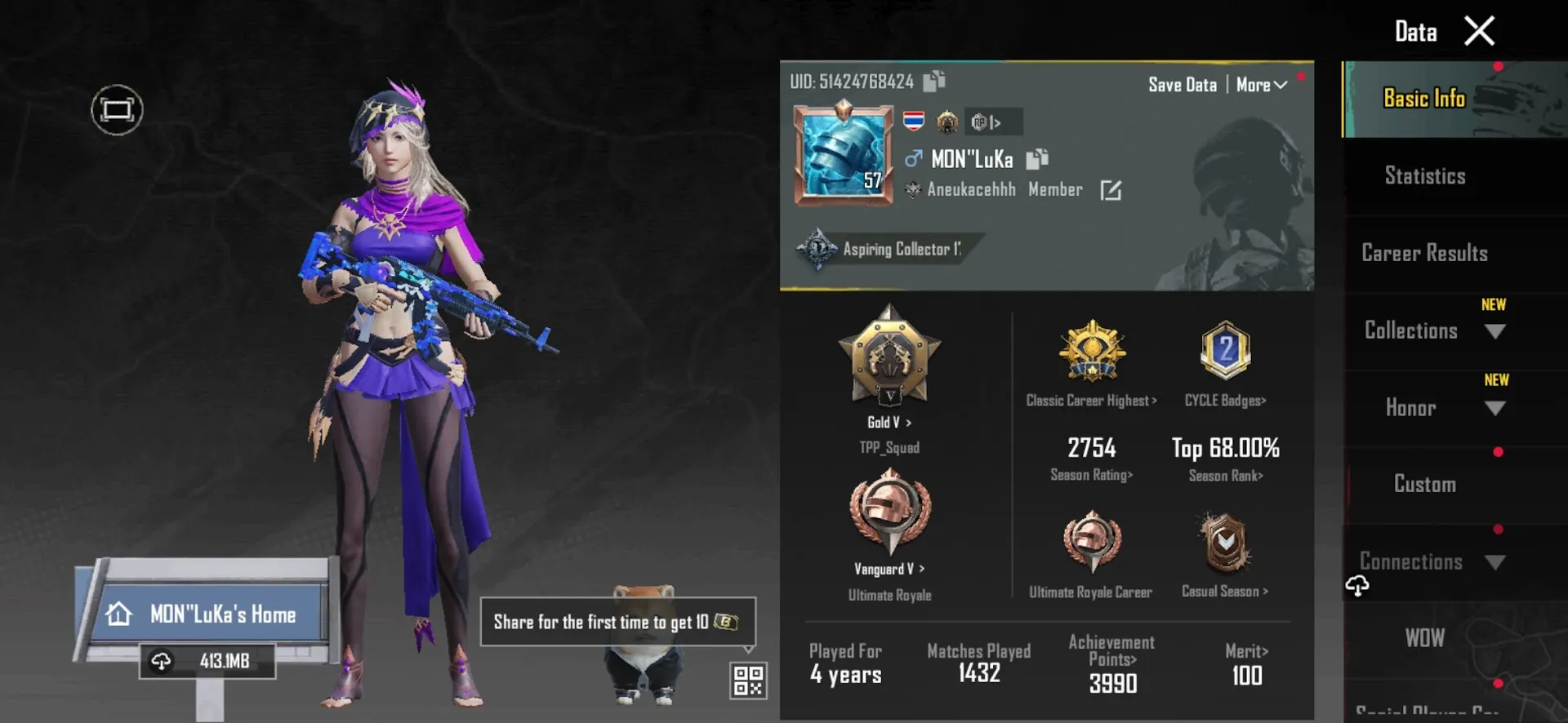 PGM525 Rare Lab 6-Weapons | Lilac Finesse, Unicorn M762, Winter Queen M249II, Full Suits & Max Shiba