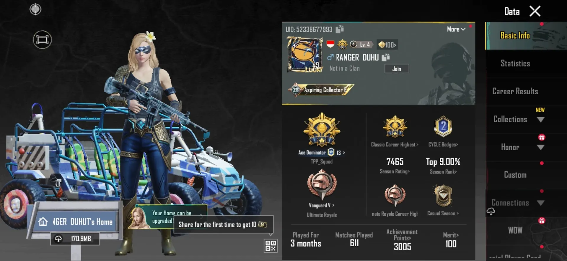 PGM536 Overachiever Title, Ace Dominator Rank, Chow Blaster SCAR-L, Multiple Lv. 14-15 Skins, Unique Cosmetics & Emotes
