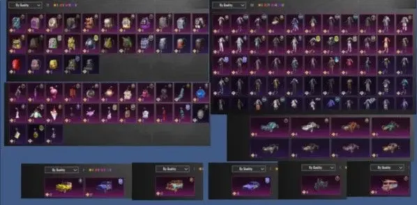 PGM539 M4 Glacier LV.2, 27 Mythic Sets, Weapon Skins, Clothes, Helmet, Emotes, Many Cars