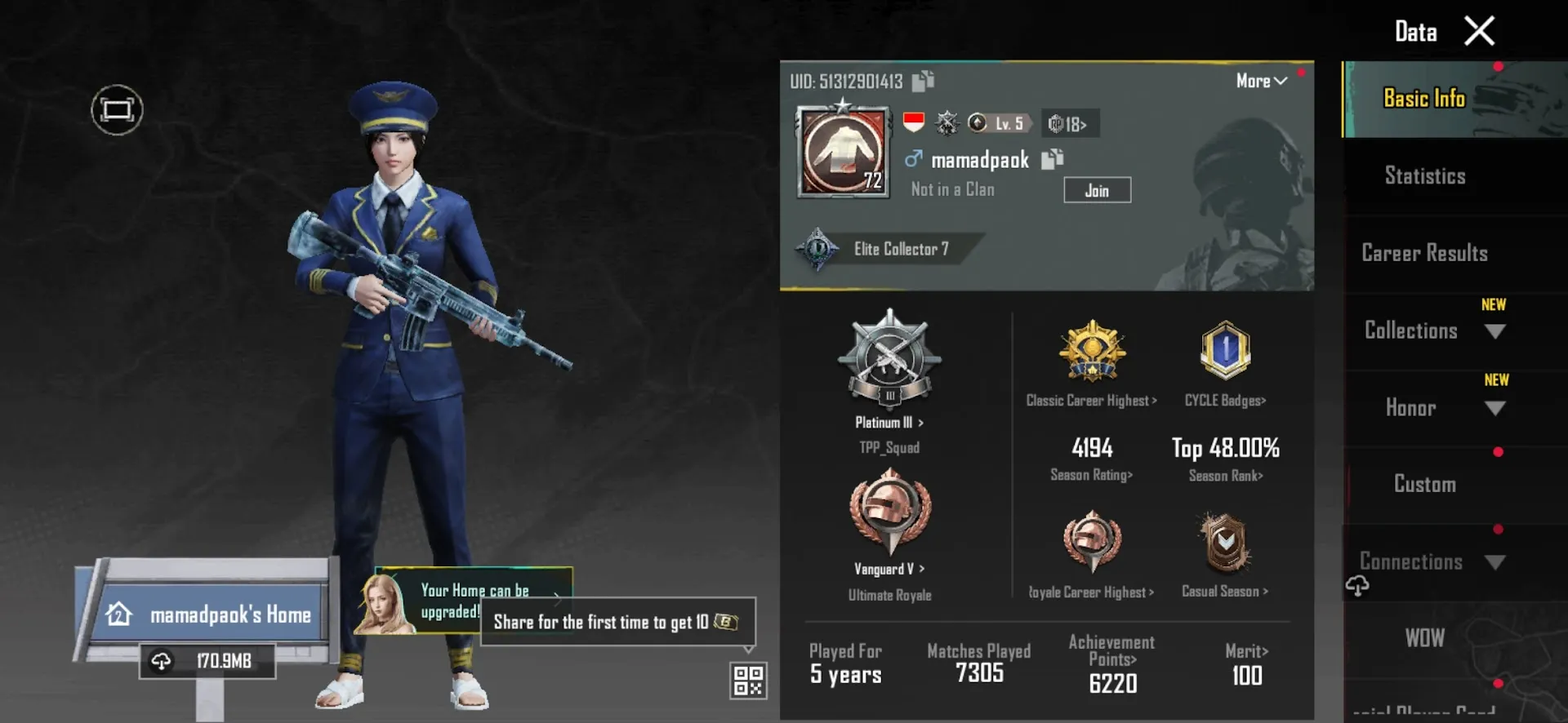 PGM547 Glacier Lvl 2, M762 Lvl 4, Thompson Lvl 1, MK47 Lvl 1, Collector Title, Pilot Suit Full Set 