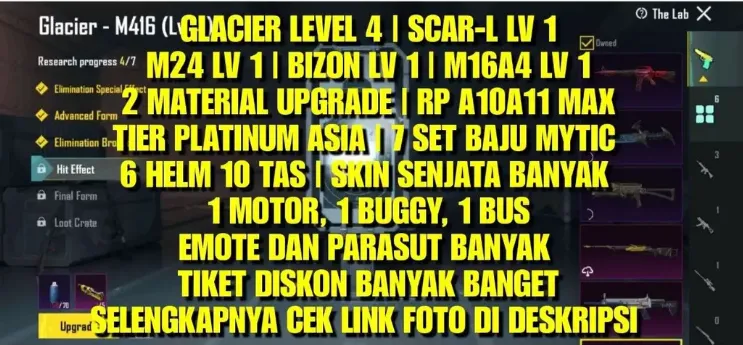 PGM557 Glacier M416 Lvl 4, Platinum Asia, Crew Fashion, 7 Mythic Sets, Multiple Weapon Skins (G)