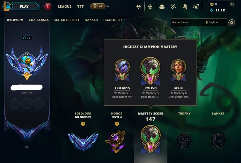 ADC🔥LVL72 Diamond 4 20LP💎103Champs 17Skins 11K BE⭐Name Changeable🏆Diamond Rewards✅Lifetime Ownership Guarantee - Never Taken Back